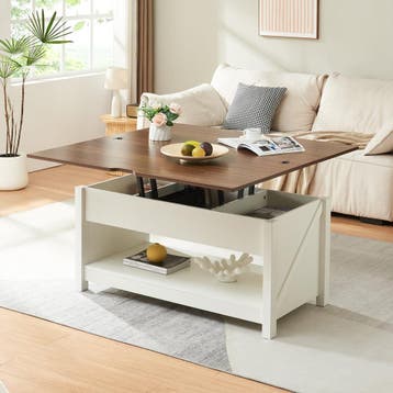 Salontafel Kasama 110x55x54 cm walnootkleurig en wit [en.cas, Verzenden, Nieuw