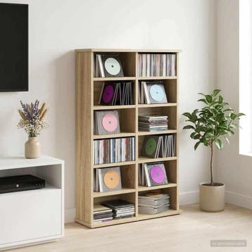 vidaXL CD Kast Sonoma Eiken 60 x 17 x 92 cm Bewerkt hout, Verzenden, Nieuw