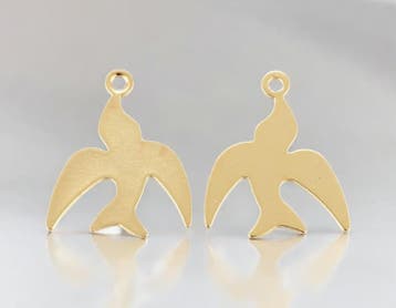 2 x RVS 304 bedel van een vogel Zwaluw Goud kleur, 14 x 1..., Ophalen of Verzenden, Nieuw, Bedel