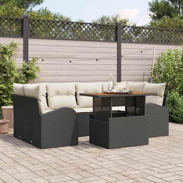vidaXL Tuin Sofa Set 7 st Zwart Poly riet, Verzenden, Nieuw, Rotan, 7 zitplaatsen