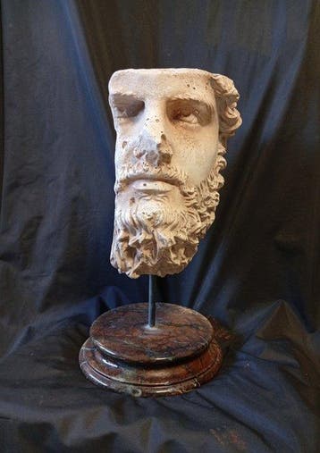 Kalkstenen replika van het hoofd van de oude Romeinse keizer, Antiek en Kunst