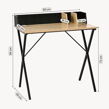 Bureau Kappespoo 84x80x50 cm Zwart/Eikenlook [en.casa], Huis en Inrichting, Bureaus, Verzenden, Nieuw
