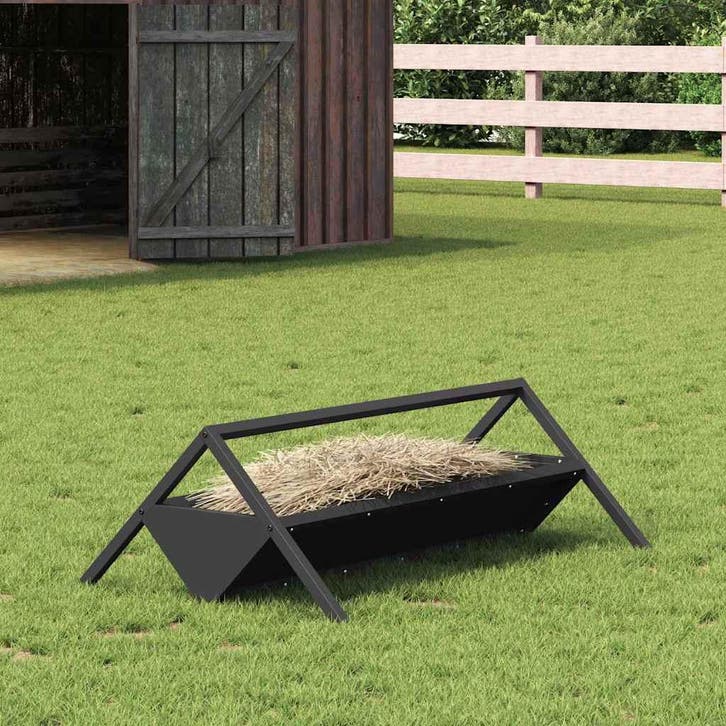 vidaXL Voederbak voor vee Zwart 111 x 76 x 38 cm Koudgewalst, Dieren en Toebehoren, Overige Dieren-accessoires, Nieuw, Verzenden