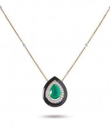 Halsketting - 14 karaat Geel goud - 2.16ct. tw. Smaragd -, Nieuw