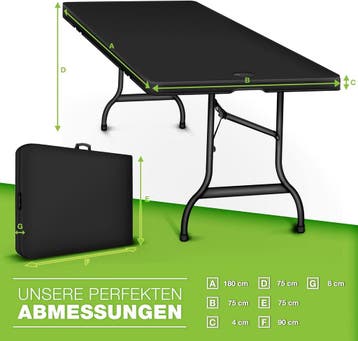 Tillvex® Inklapbare Tafel - Campingtafel - Klaptafel - 180x7, Caravans en Kamperen, Verzenden, Zo goed als nieuw