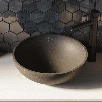 Brauer Molten Waskom - Rond - 42 cm - Natuursteen Basalt -, Ophalen of Verzenden, Nieuw
