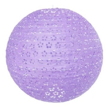 Lila lampion met bloemen motief 35 cm - Lampionnen, Hobby en Vrije tijd, Ophalen of Verzenden, Nieuw