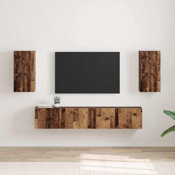 vidaXL TV Wandkast 2 st Oud Hout Bewerkt hout, Minder dan 50 cm, Verzenden, Nieuw, Minder dan 100 cm
