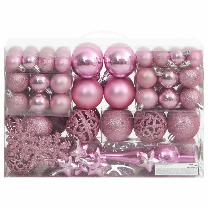 vidaXL 111-delige Kerstballenset polystyreen roze, Diversen, Kerst, Nieuw, Verzenden