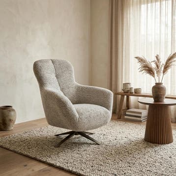 Draaibare Fauteuil Nena Beige | Starfurn, Ophalen of Verzenden, Nieuw