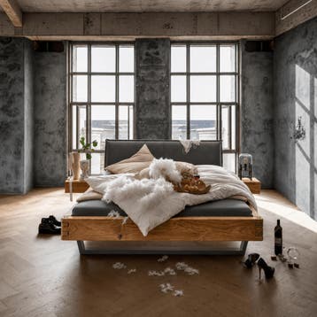 TPT Möbel Jorund Massief Eiken Balkenbed met Bedlades - 160, Nieuw
