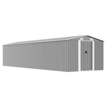 vidaXL Tuinschuur 257x990x181 cm gegalvaniseerd staal grijs, Tuin en Terras, Tuinhuizen, Verzenden, Nieuw
