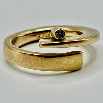 Zonder minimumprijs - Ring - 18 karaat Geel goud - 0.02ct., Sieraden, Tassen en Uiterlijk, Nieuw