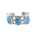 Zilveren bohemian klemarmband met turquoise | Maat S/M, Gebruikt, Overige kleuren, Ophalen of Verzenden, Met edelsteen