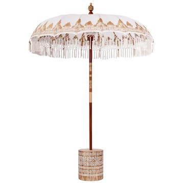 vidaXL Balinese parasol met basis Crèmekleurig Ø 180-190 cm, Verzenden, Nieuw