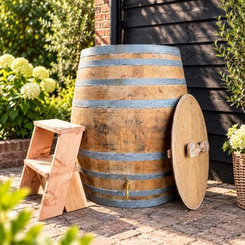 Eiken wijnvat 400L - ijsbad - complete set!, Tuin en Terras, Ophalen of Verzenden, Nieuw, Trap, Vast