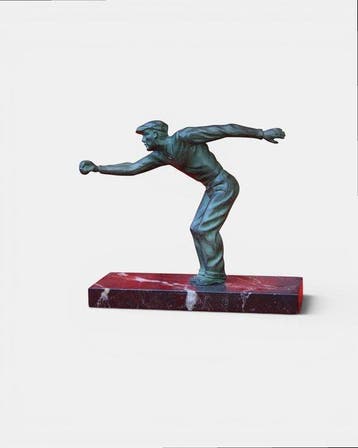 Beeldje, Pétanque Spieler - 19 cm - Marmer, Metaal