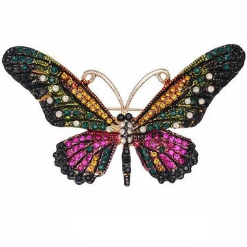 Fako Bijoux - Broche - Vlinder - 76x44mm - Groen/Paars, Verzenden, Nieuw
