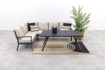 GI Sergio lounge dining set 3-delig - Links - black/Copper, Verzenden, Nieuw, Overige materialen, Loungeset