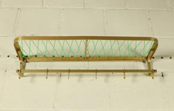 Kapstok - Vintage bagagerek voor trein met haken - Aluminium