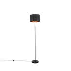 Moderne vloerlamp zwart met goud rond - VT, Verzenden, Nieuw, Stof, Modern