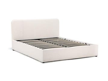 Bouclé Opbergbed met Gestoffeerd Hoofdbord - Teddy, Huis en Inrichting, Slaapkamer | Bedden, Verzenden, Wit, Overige maten, 200 cm