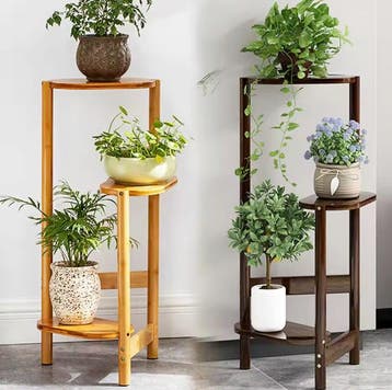 Hoek plantenrek bamboe 3-laags – hoog-laag displaymodel, Verzenden, Nieuw