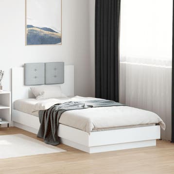 vidaXL Bedframe met hoofdbord bewerkt hout wit 100x200 cm, 100 cm, Eenpersoons, Verzenden, Wit