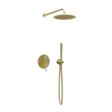 Inbouw regendouche met wandarm 25cm douchekop mat goud, Verzenden, Nieuw