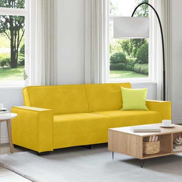 vidaXL Driezitsbank 220x78x84 cm fluweel geel, Verzenden, Nieuw, Driepersoons, Stof