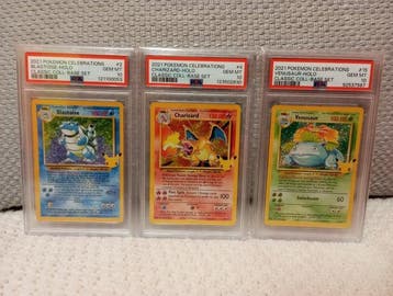 Pokémon - 3 Graded card - Blastoise, Charizard, Venusaur, Hobby en Vrije tijd, Verzamelkaartspellen | Pokémon, Nieuw