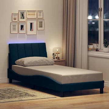 vidaXL Bedframe zonder matras Hanko 90x190 cm stof blauw, 90 cm, Eenpersoons, Nieuw, 190 cm of minder