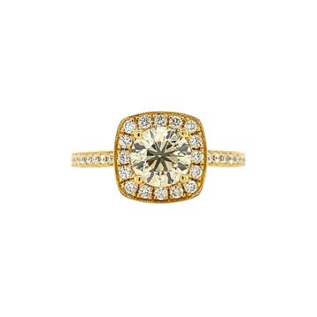 Gouden entourage ring met diamant 18 krt, Ophalen of Verzenden, Nieuw