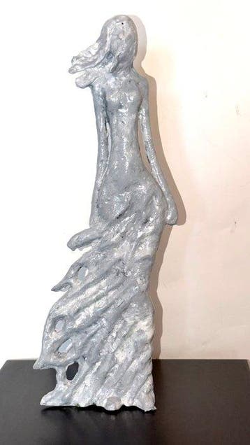 Abdoulaye Derme - sculptuur, Figure féminine au cheveux dans