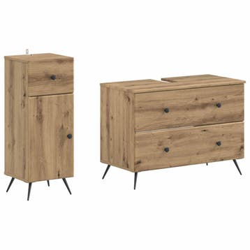 vidaXL 2-delige Badkamerkast Set BREDA Artisanaal eiken, Verzenden, Nieuw