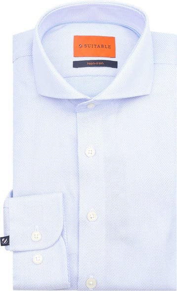 Suitable Overhemd Jacquard Luxe Lichtblauw maat 43 Heren, Verzenden, Nieuw, Suitable