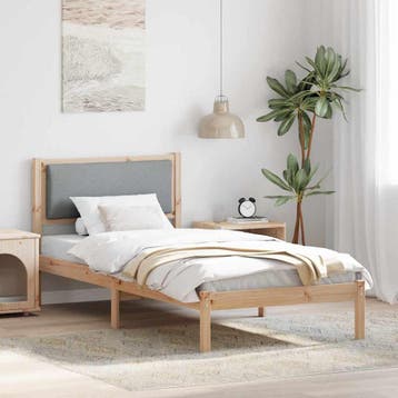 vidaXL Bedframe Lichtgrijs 90 x 190 cm Massief grenenhout, Verzenden, Nieuw, Eenpersoons, Hout