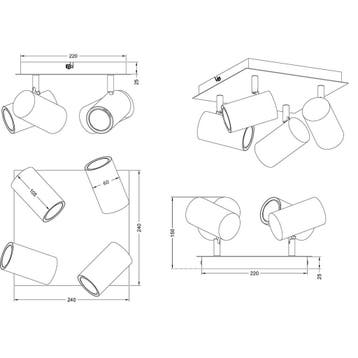 LED Plafondspot - Trion Mary - GU10 Fitting - 4-lichts -, Ophalen of Verzenden, Nieuw, Overige fittingen, Plafondspot of Wandspot