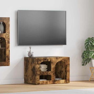 vidaXL TV-kast ELST 60 x 35 x 40 cm Gerookt eiken Bewerkt, Minder dan 50 cm, Verzenden, Nieuw, Minder dan 100 cm
