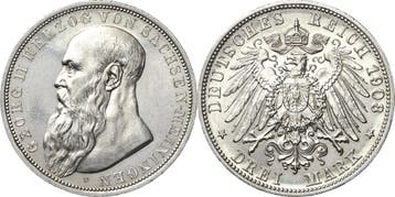 3 Mark 1908 Sachsen-meiningen Georg Ii 1866-1914, Verzenden