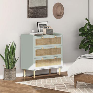Bohemian Commode met 3 Lades - Rotan Look & Houten Frame - S, Verzenden, Nieuw