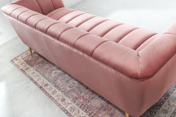 Retro 3-zitsbank NOBLESSE 225cm oudroze fluwelen 3-zits met, Ophalen of Verzenden, Nieuw