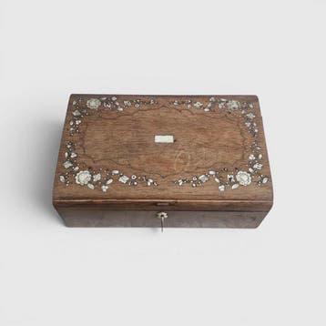 Sieradendoos - Hout, parelmoer - Antieke sieraden kist, Antiek en Kunst