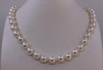 Halsketting 9,5×10 mm Akoya parels, Nieuw
