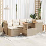 vidaXL 7-delige Loungeset met kussens poly rattan beige, Tuin en Terras, Verzenden, Nieuw, Rotan, Loungeset