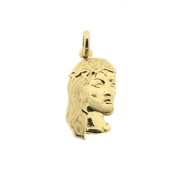 Gouden hanger met gezicht van Jezus (Hanger of bedel), Ophalen of Verzenden, Gebruikt, Goud, Overige merken