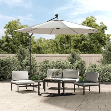 vidaXL Zweefparasol met LED-verlichting en metalen paal 300, Verzenden, Nieuw, 1 tot 2 meter, Zweefparasol