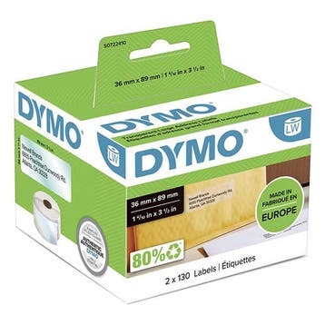 Dymo S0722410 / 99013 brede transparante adresetiketten, Verzenden, Nieuw, Dymo