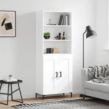 vidaXL buffetkast 69,5x34x180 cm bewerkt hout wit, Minder dan 50 cm, Verzenden, Nieuw, Minder dan 100 cm