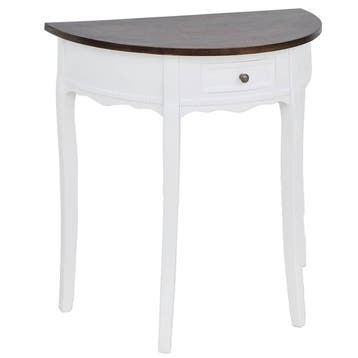 vidaXL Wandtafel met lade halfrond bruin, Verzenden, Nieuw, Hout, 60 cm of meer